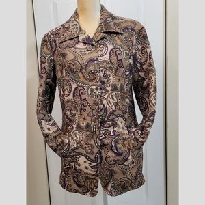 Coldwater Creek paisley tweed multi colored jacket in earth tones